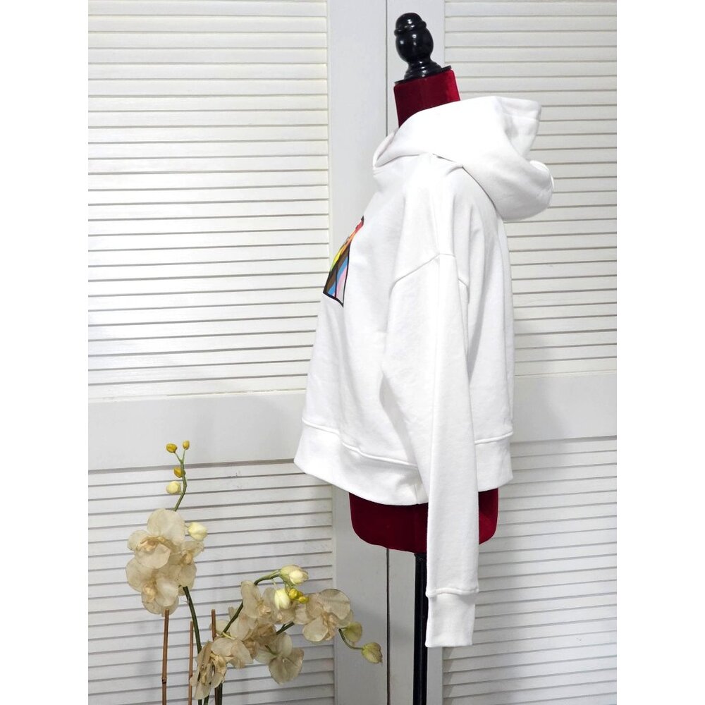 NWT The North Face Women's White Hoodie With Rainbow Logo Size Medium 002 - Picture 4 of 14